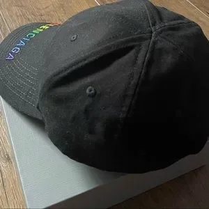 FREE SHIPPING! BALENCIAGA-AUTHENTIC (NWT) Black With Rainbow Baseball Cap Balenciaga Black Rainbow Logo Cap Balenciaga main image 3